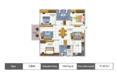 3 BHK-1839 Sq.ft.